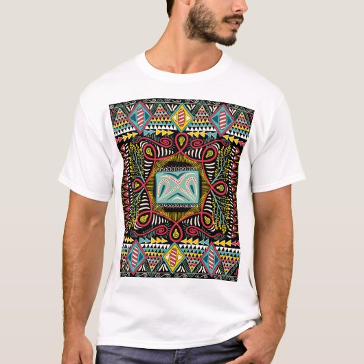 Farbenfroh abstrakt: Quadrat-Taschendesign. T-Shirt (Vorderseite)