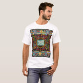 Farbenfroh abstrakt: Quadrat-Taschendesign. T-Shirt (Vorne ganz)