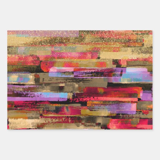 farbenfroh Abstrakt und Glitzer Geschenkpapier Set (Vorderseite 2)