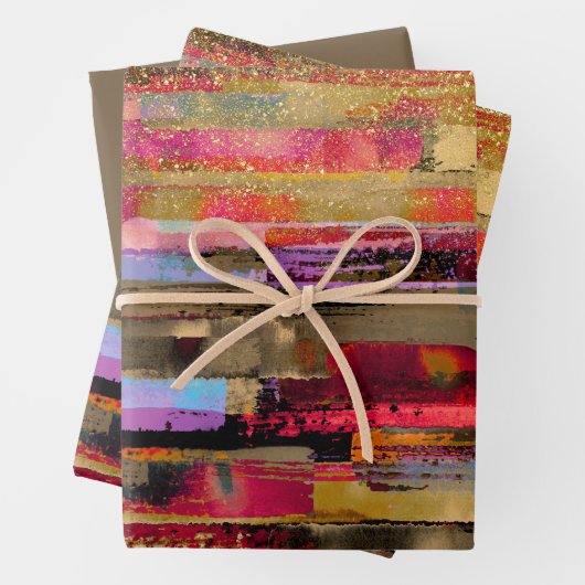 farbenfroh Abstrakt und Glitzer Geschenkpapier Set (Beispiel)