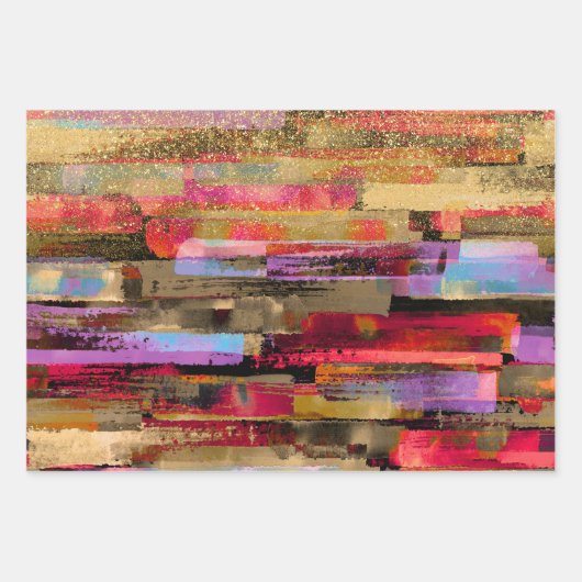farbenfroh Abstrakt und Glitzer Geschenkpapier Set (Vorderseite)