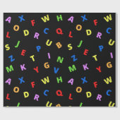 Farbenfroh Alphabet auf schwarzem Hintergrund Geschenkpapier (Flach)