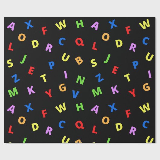 Farbenfroh Alphabet auf schwarzem Hintergrund Geschenkpapier (Flach)