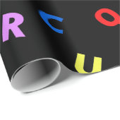 Farbenfroh Alphabet auf schwarzem Hintergrund Geschenkpapier (Rolleneckpunkt)