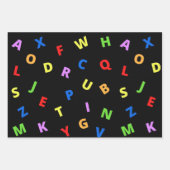 Farbenfroh Alphabet auf schwarzem Hintergrund Geschenkpapier Set (Vorderseite 3)