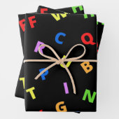 Farbenfroh Alphabet auf schwarzem Hintergrund Geschenkpapier Set (Beispiel)