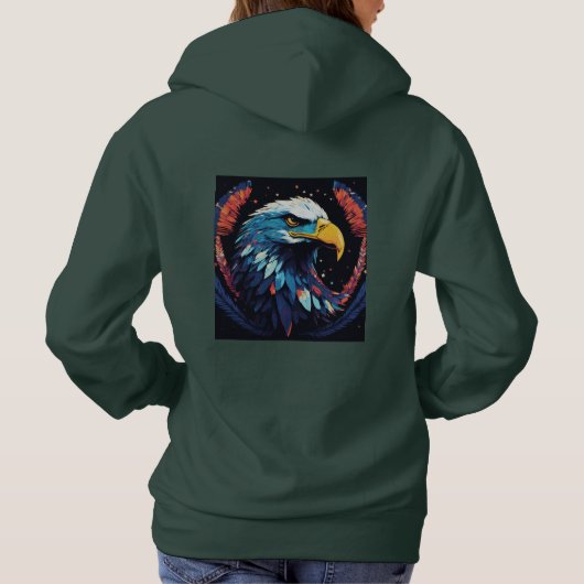 Farbenfroh amerikanischer Adler Patriotischer T - Hoodie (Rückseite)