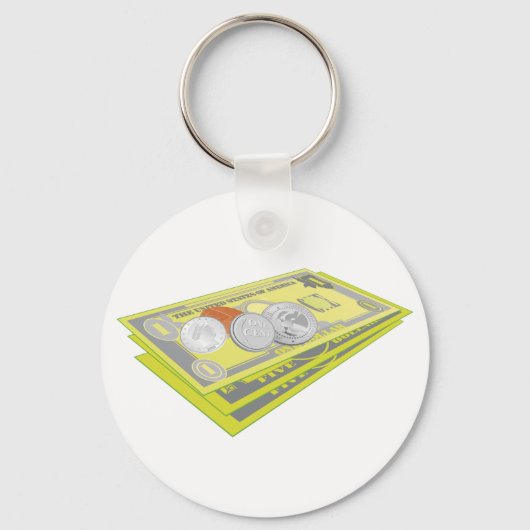 Farbenfroh amerikanisches Geld Bargeld und Münzen Schlüsselanhänger (Vorderseite)