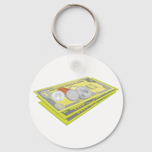 Farbenfroh amerikanisches Geld Bargeld und Münzen Schlüsselanhänger (Rückseite)