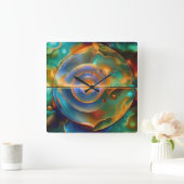 farbenfroh, anderweitig Abstrakt Quadratische Wanduhr (Zuhause)