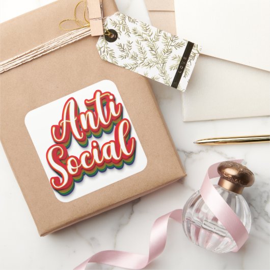 farbenfroh antisozial quadratischer aufkleber (Schenken)