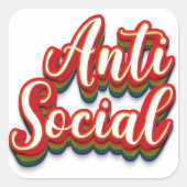 farbenfroh antisozial quadratischer aufkleber (Vorderseite)