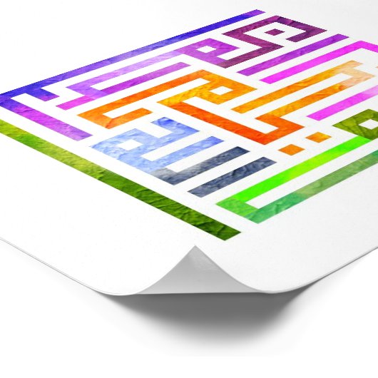 Farbenfroh arabisches Kufic Design mit lebhaften F Poster (Ecke)