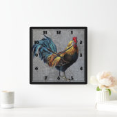 Farbenfroh Bantam Rooster Quadratische Wanduhr (Zuhause)