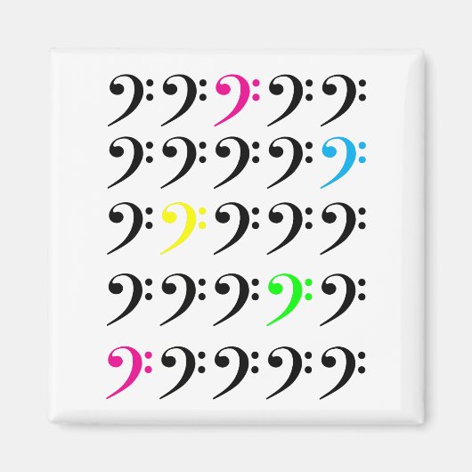 Farbenfroh Bass Clef Magnet (Vorne)