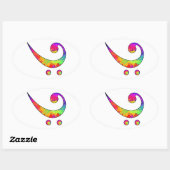 Farbenfroh Bass Clef Ovaler Aufkleber (Blatt)