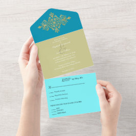 Farbenfroh bei der Goldhochzeit All In One Einladung