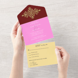 Farbenfroh bei der Goldhochzeit All In One Einladung