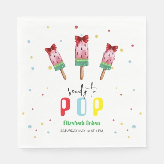 Farbenfroh, bereit zum Pop Eiscreme Babydusche Serviette (Vorderseite)