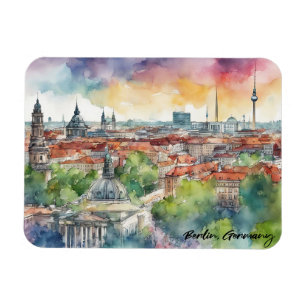 Farbenfroh Berlin Deutschland Skyline Watercolor Magnet