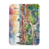 Farbenfroh Berlin Deutschland Skyline Watercolor Magnet (Vertikal)