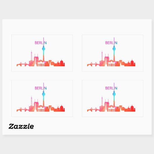 farbenfroh Berlin Rechteckiger Aufkleber (Blatt)