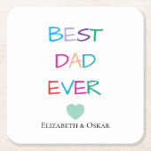 Farbenfroh "Bester Vater je" - Fun & Heartfelt Rechteckiger Pappuntersetzer (Vorderseite)