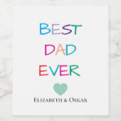 Farbenfroh "Bester Vater je" - Fun & Heartfelt Weinetikett (Einzelnes Label)