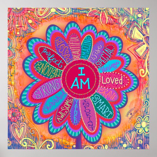 Farbenfroh bin ich Blume Inspiration Klassenzimmer Poster (Vorne)