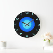 Farbenfroh blau/aqua/schwarz >Rundwand-Uhr Große Wanduhr (Zuhause)