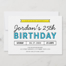 Farbenfroh Blau und Gelb jedes Alters Moderne Gebu Einladung