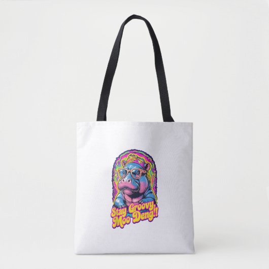 Farbenfroh Bleibe Groovy Moo Deng Pygmy Hippo Desi Tasche (Vorderseite)