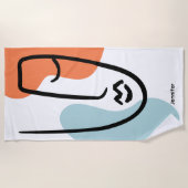 Farbenfroh Blue Orange Abstrakt Line Art Individue Strandtuch (Vorderseite)