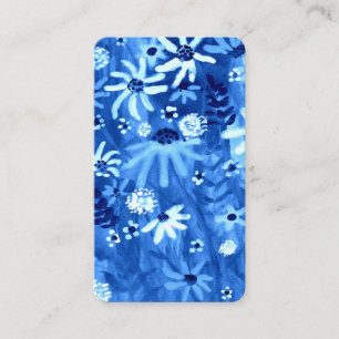 Farbenfroh Blue Watercolor Daisy Bouquet Elegante Visitenkarte