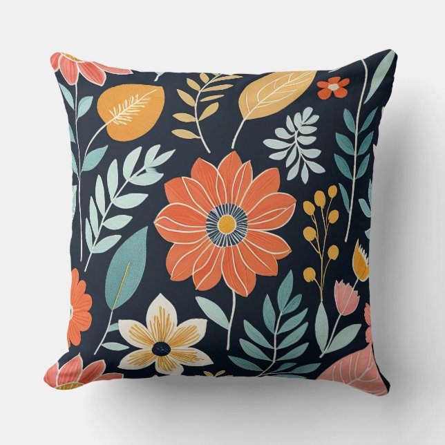 Farbenfroh, blühend Boho Kissen (Vorderseite)