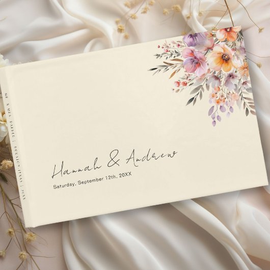 Farbenfroh, Blume Bouquet, Wedge, Beige Gästebuch