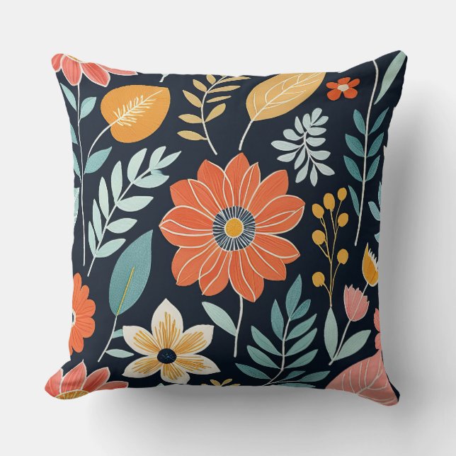 Farbenfroh Boho floral Kissen (Vorderseite)