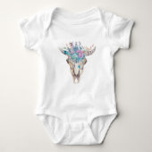 Farbenfroh Boho Floral Skull Baby Strampler (Vorderseite)