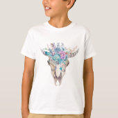Farbenfroh Boho Floral Skull T-Shirt (Vorderseite)