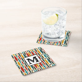 Farbenfroh Boho Monogram Rechteckiger Pappuntersetzer