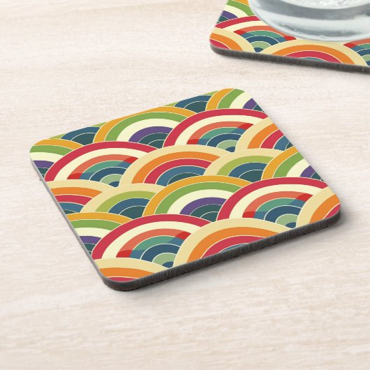 Farbenfroh Boho Rainbow Getränkeuntersetzer (Linke Seite)