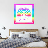 Farbenfroh Boho Rainbow Leinwanddruck (Insitu (Schlafzimmer))