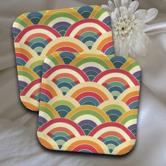 Farbenfroh Boho Rainbow Pappteller