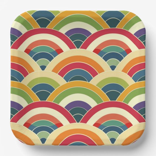 Farbenfroh Boho Rainbow Pappteller (Vorderseite)