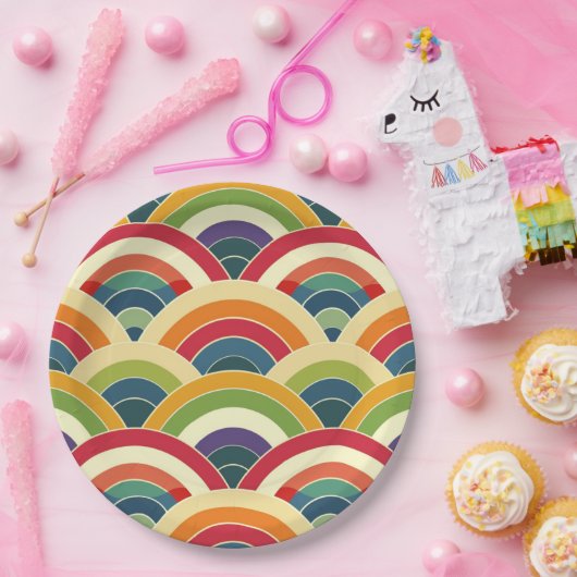 Farbenfroh Boho Rainbow Pappteller (Party)