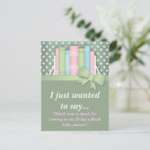 Farbenfroh bringen ein Buch Baby Dusche Danke Postkarte (Stehend Vorderseite)