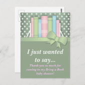 Farbenfroh bringen ein Buch Baby Dusche Danke Postkarte (Vorne/Hinten)