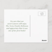 Farbenfroh bringen ein Buch Baby Dusche Danke Postkarte (Rückseite)