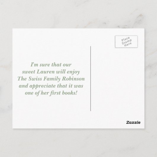 Farbenfroh bringen ein Buch Baby Dusche Danke Postkarte (Rückseite)