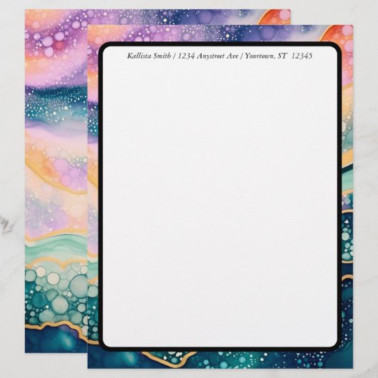Farbenfroh Bubbly Agate Briefbogen (Vorne/Hinten)